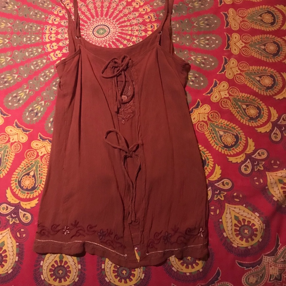 Open back hippie boho gauze top - Picture 2 of 4